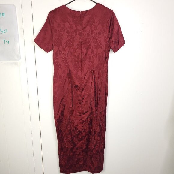 Vintage Dress Womens 11 Covered Button Down Short Sleeve Fitted Silky Asian Insp - Picture 12 of 12